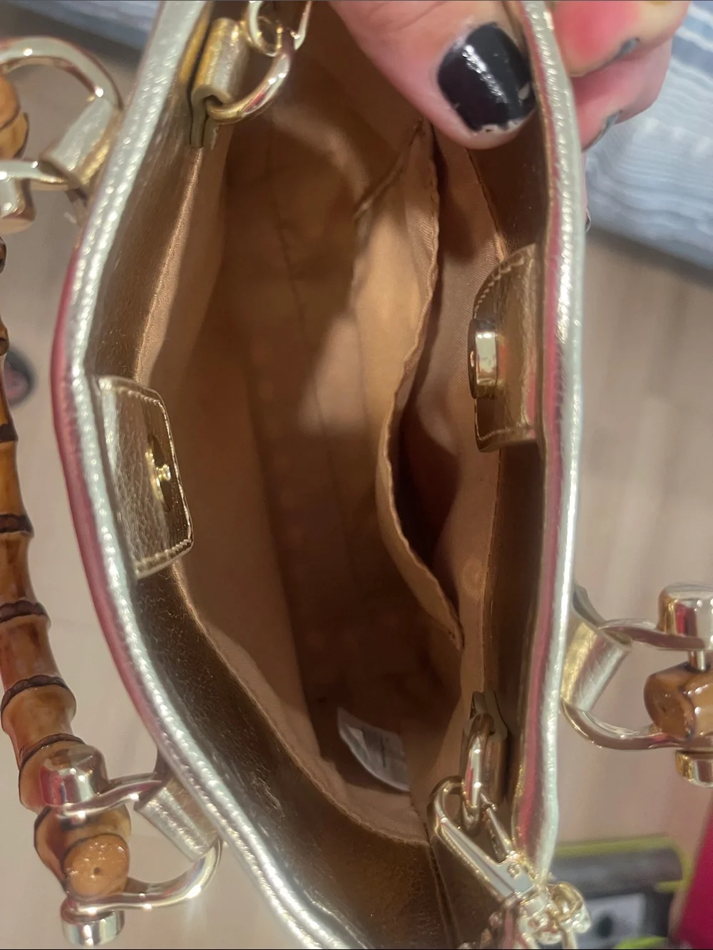Lilly Pulitzer Woven Bamboo-Handle Satchel in Tan and Gold
